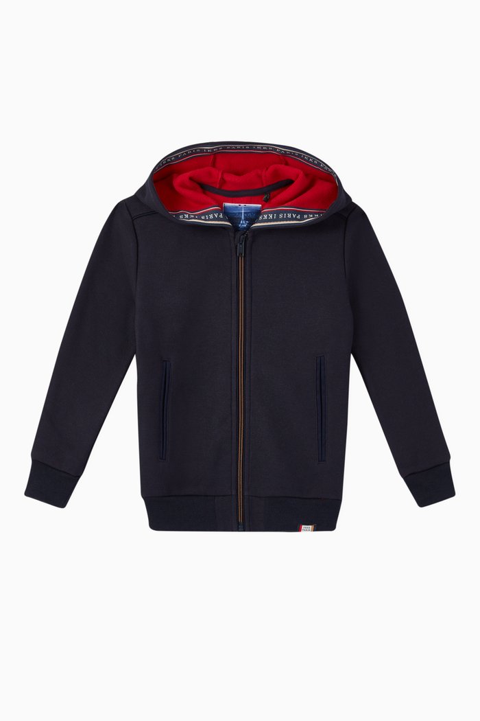 

IKKS Tape Waffle Knit Hooded Sweatshirt, Blue