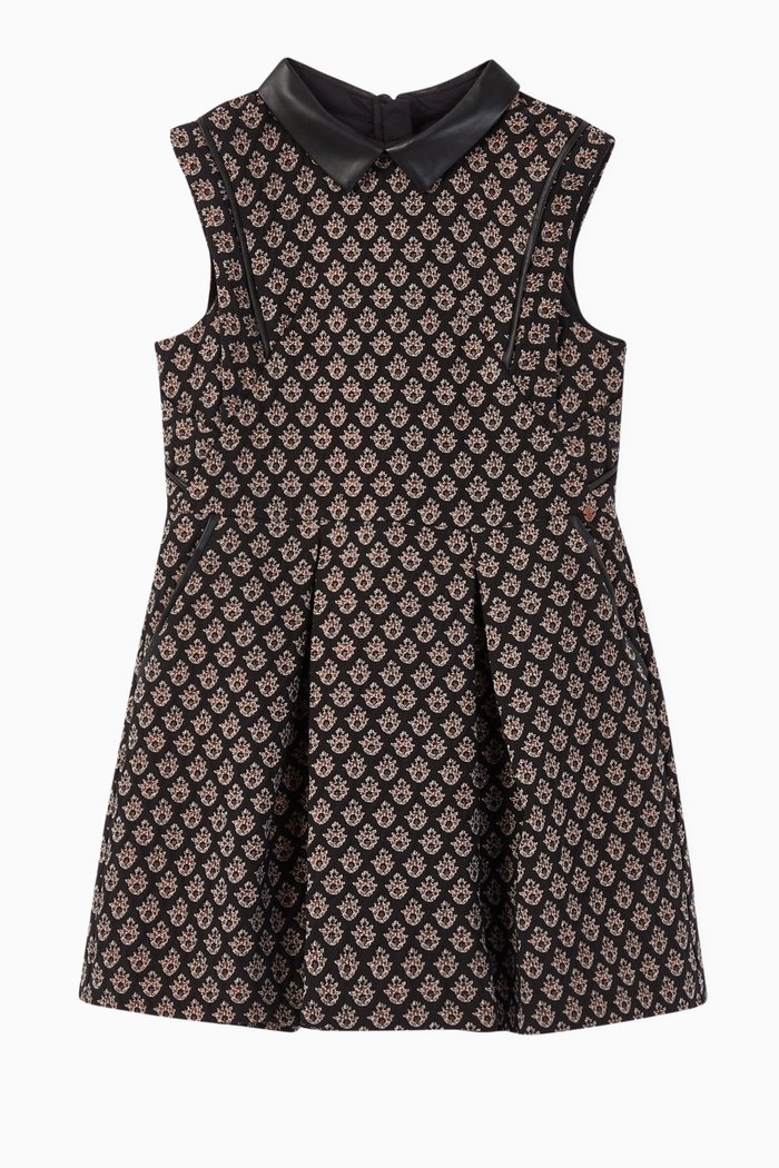 

Brocade Jacquard Skater Dress, Black