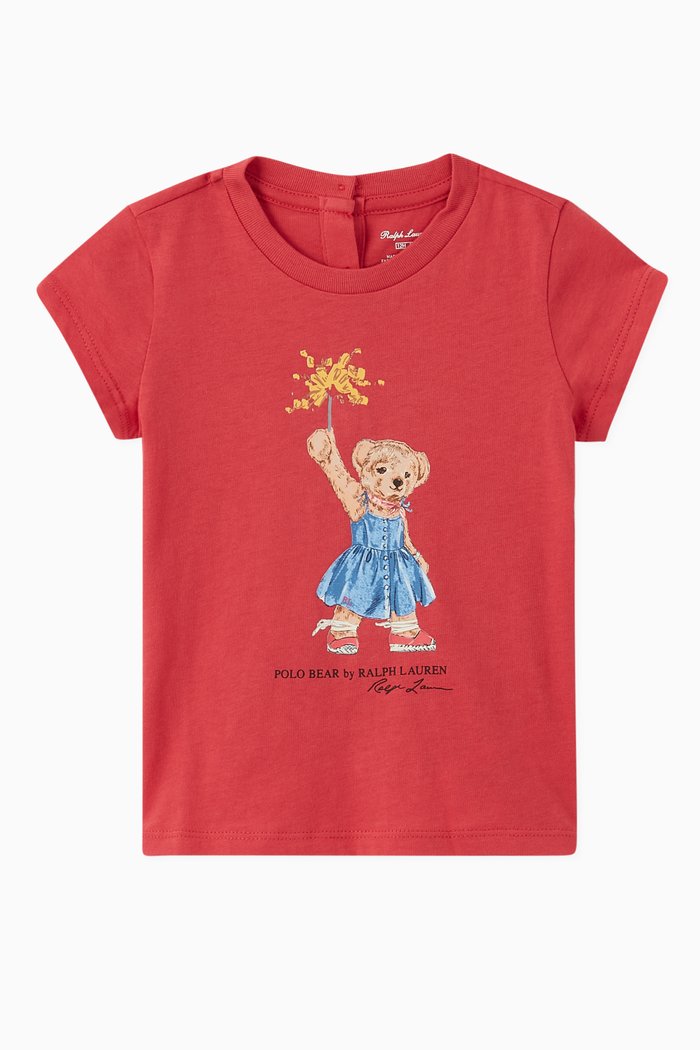 

Sparkler Bear Cotton T-Shirt, Red