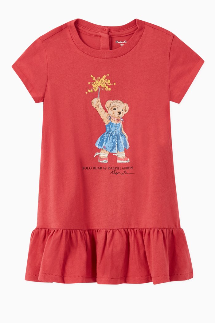 

Sparkler Bear Cotton Dress Set, Red