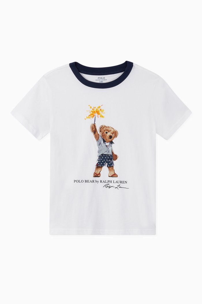 

Sparkler Bear Cotton T-Shirt, White