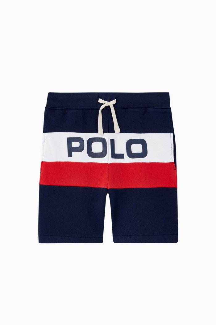 

Logo Cotton Mesh Pull-On Shorts, Blue