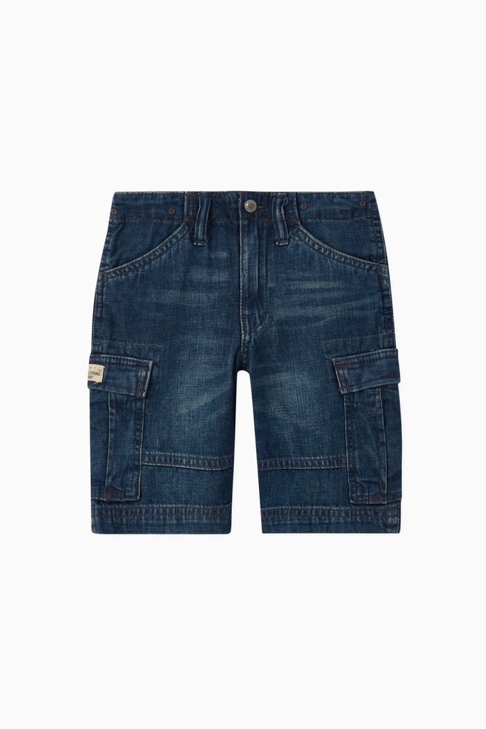 

Denim Cargo Shorts, Blue