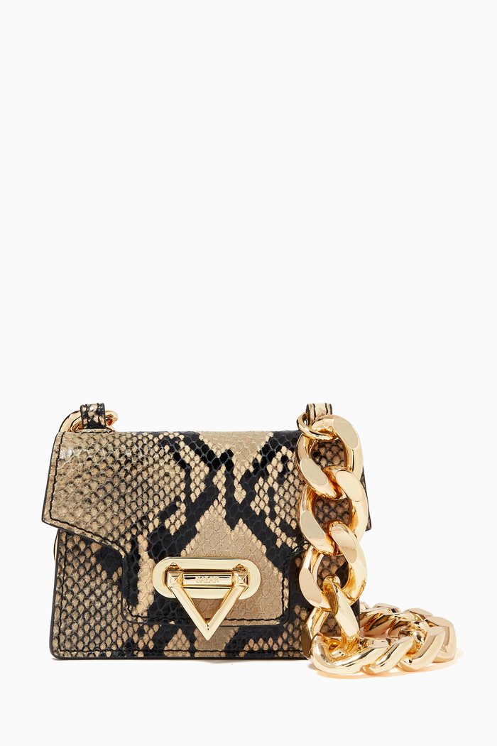 

Bebe Tresor Bag in Metallic Snake Embossed Leather, White