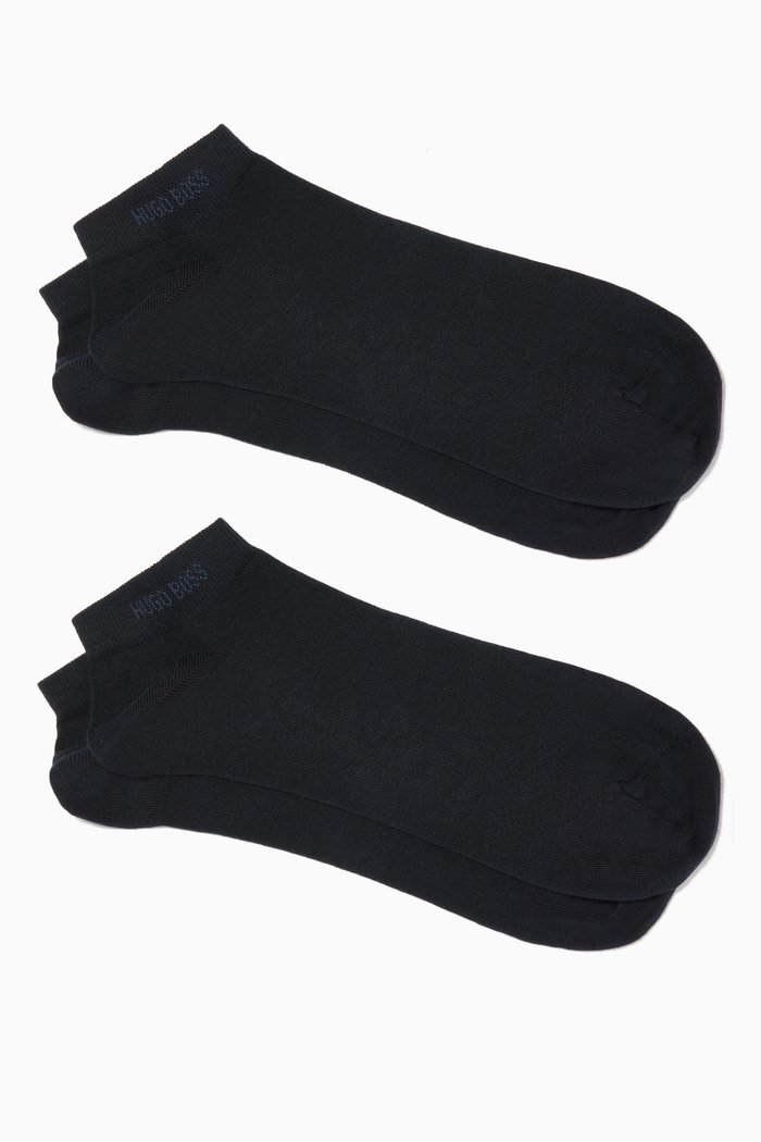 

Ankle-Length Stretch-Cotton Socks, Set of Two, Blue