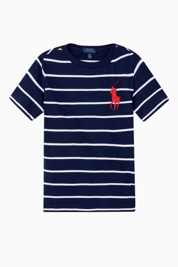 

Big Pony Striped Cotton Jersey T-Shirt, Blue
