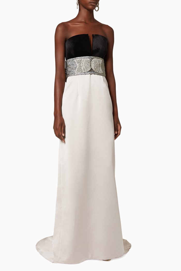 

Strapless Satin Gown, Multicolour