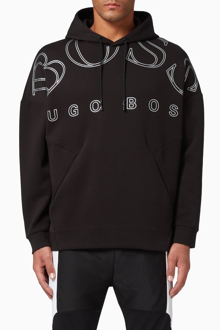 

Curved Logo Hoodie, Black