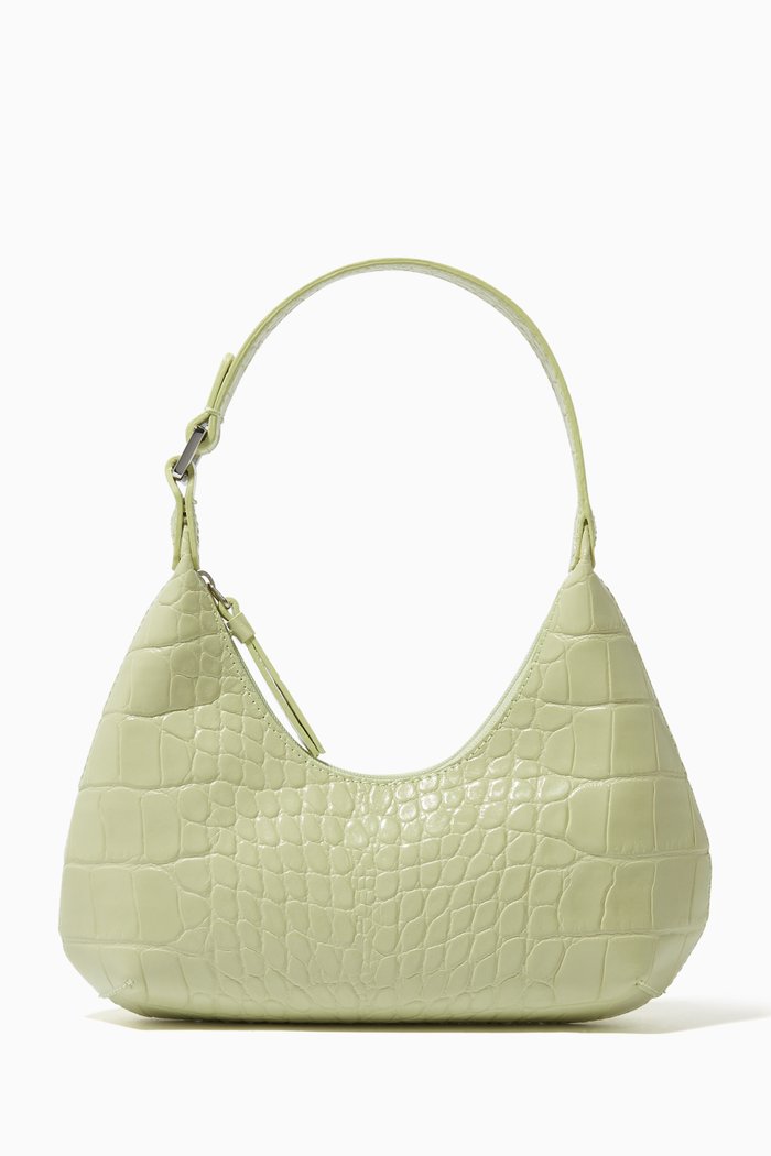 

Baby Amber Bag in Croco Embossed Leather, Green