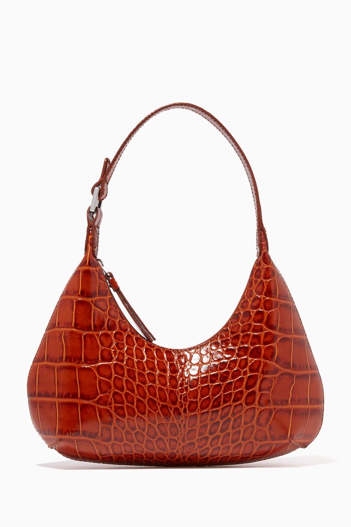 

Baby Amber Bag in Croco Embossed Leather, Brown
