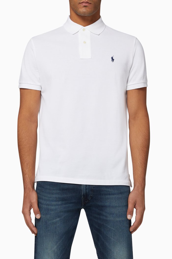 

Custom Slim Fit Mesh Polo Shirt, White