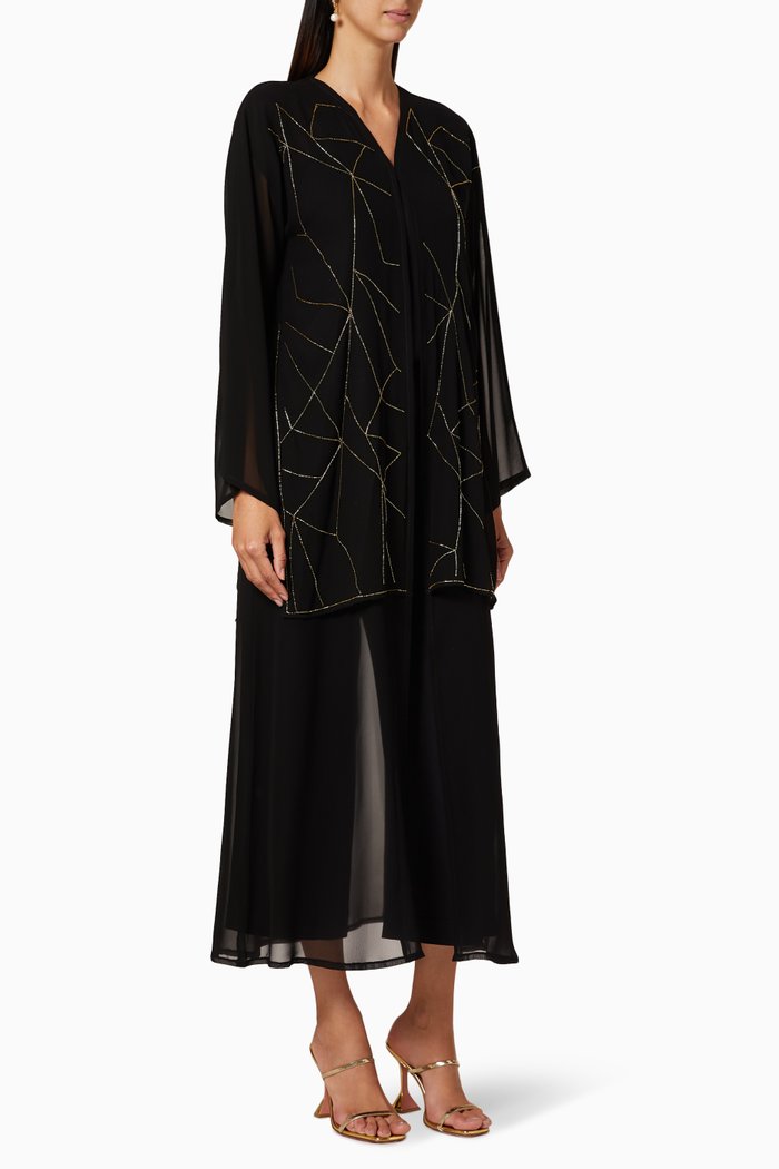 

Layered Embellished Abaya, Black