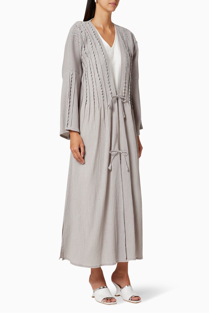 

Embroidered Crepe Abaya, Grey