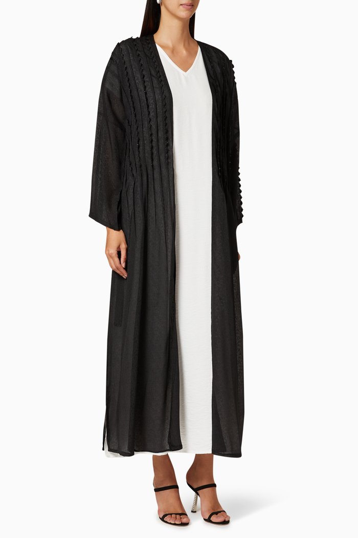 

Embroidered Crepe Abaya, Black