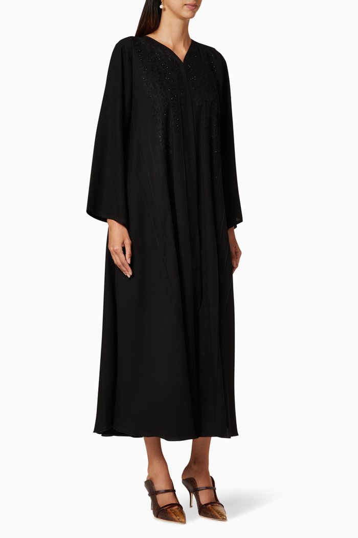 

Embroidered Crepe Abaya, Black