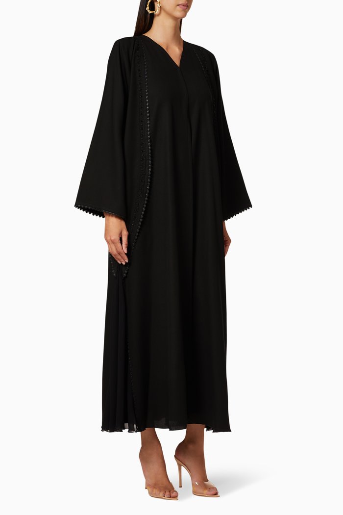 Embroidered Crepe Abaya, Black