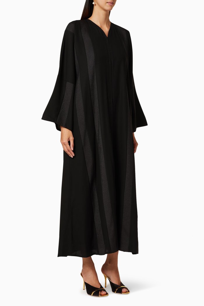 

Panelled Shimmer Abaya, Black