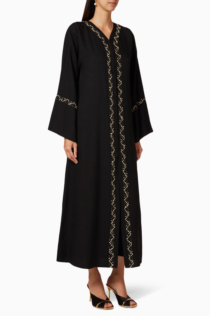

Embroidered Crepe Abaya, Black