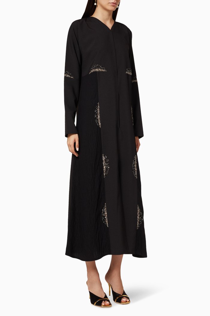 

Embellished Crepe Abaya, Black