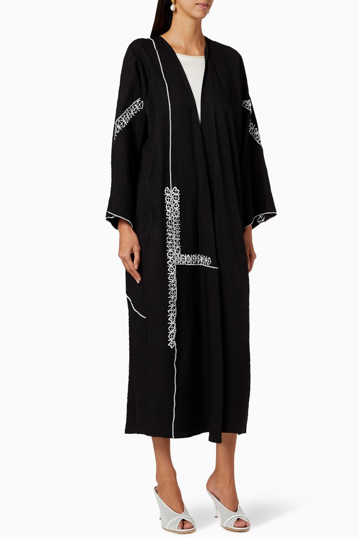

Embroidered Crepe Abaya, Black