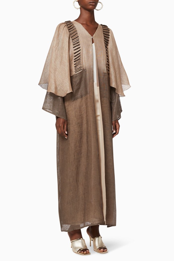 

Embellished Ombré Abaya, Brown