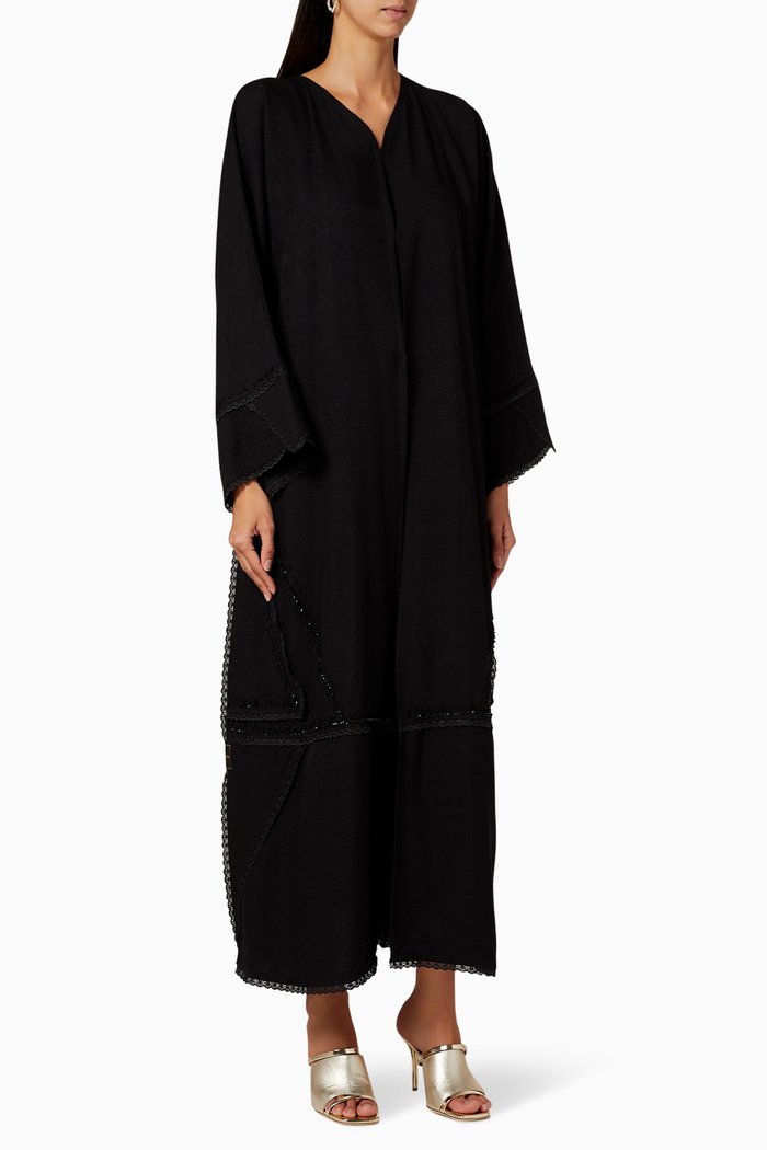 Bead Embellished Abaya, Black