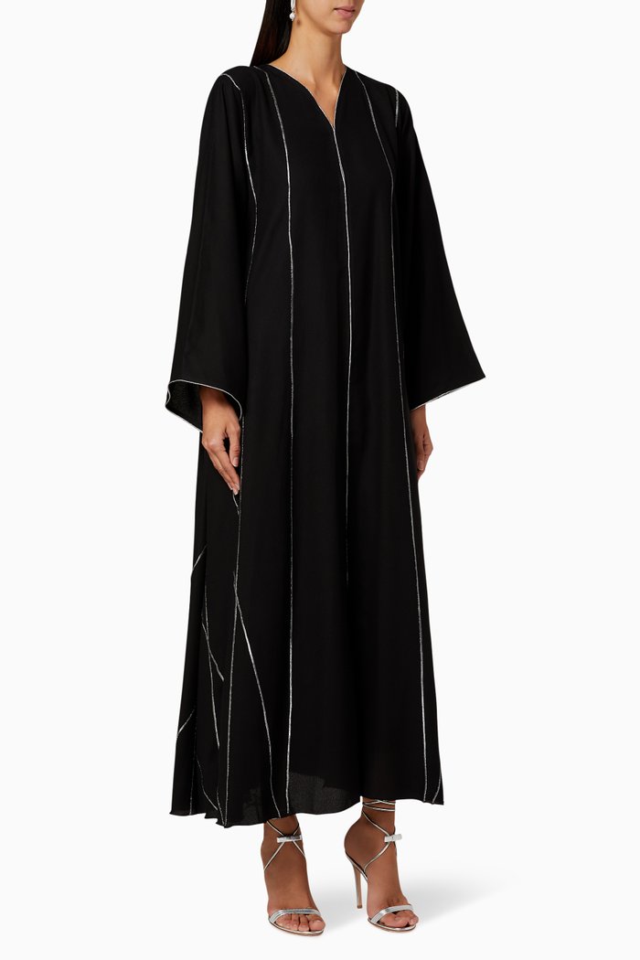 

Embroidered Crepe Abaya, Black