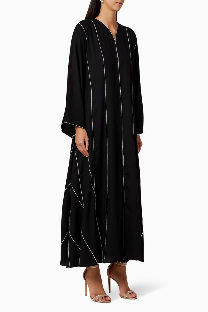 

Embellished Crepe Abaya, Black