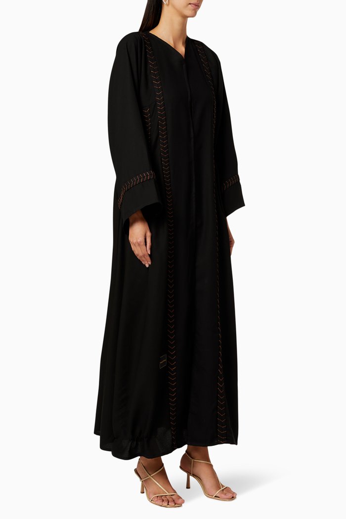 

Embroidered Crepe Abaya, Black