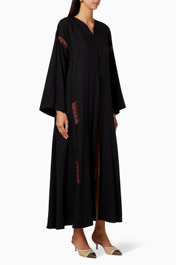 Embroidered Crepe Abaya, Black
