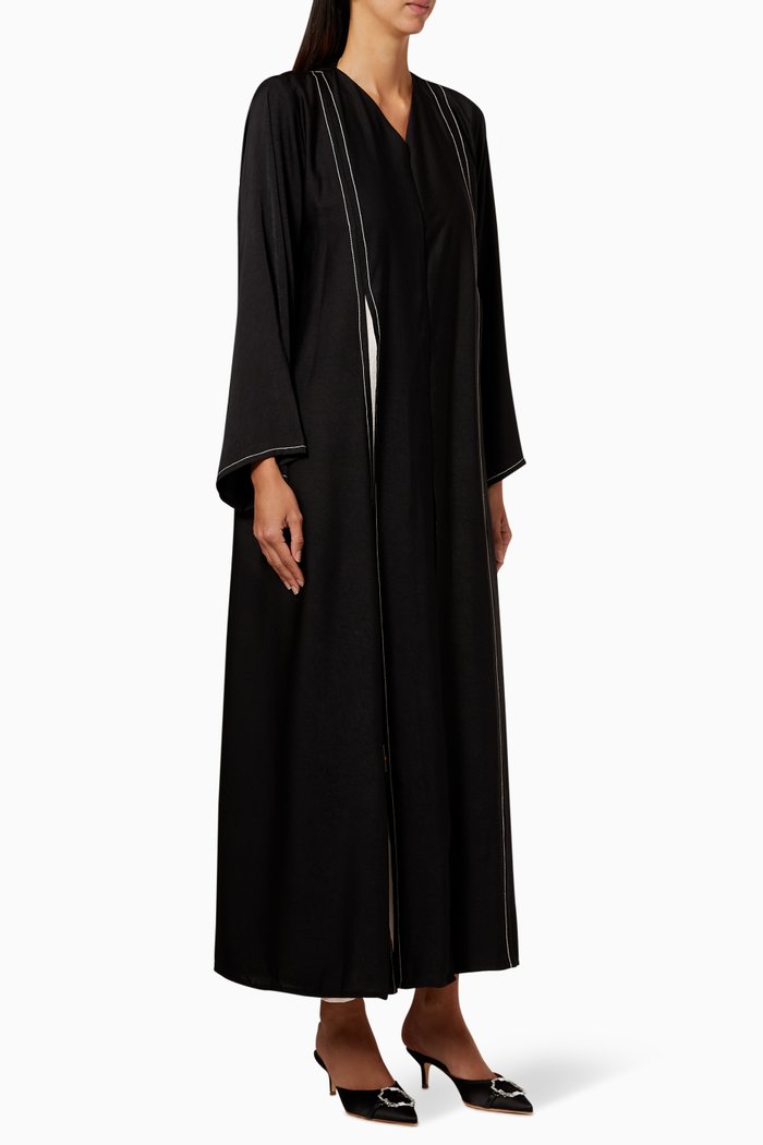 

Embroidered Panelled Abaya, Black