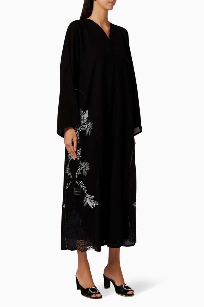 

Embroidered Crepe Abaya, Black