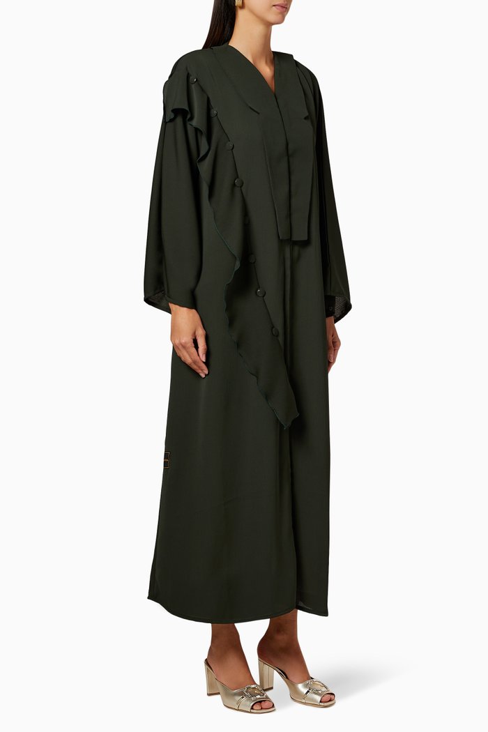 

Frill Crepe Abaya, Green
