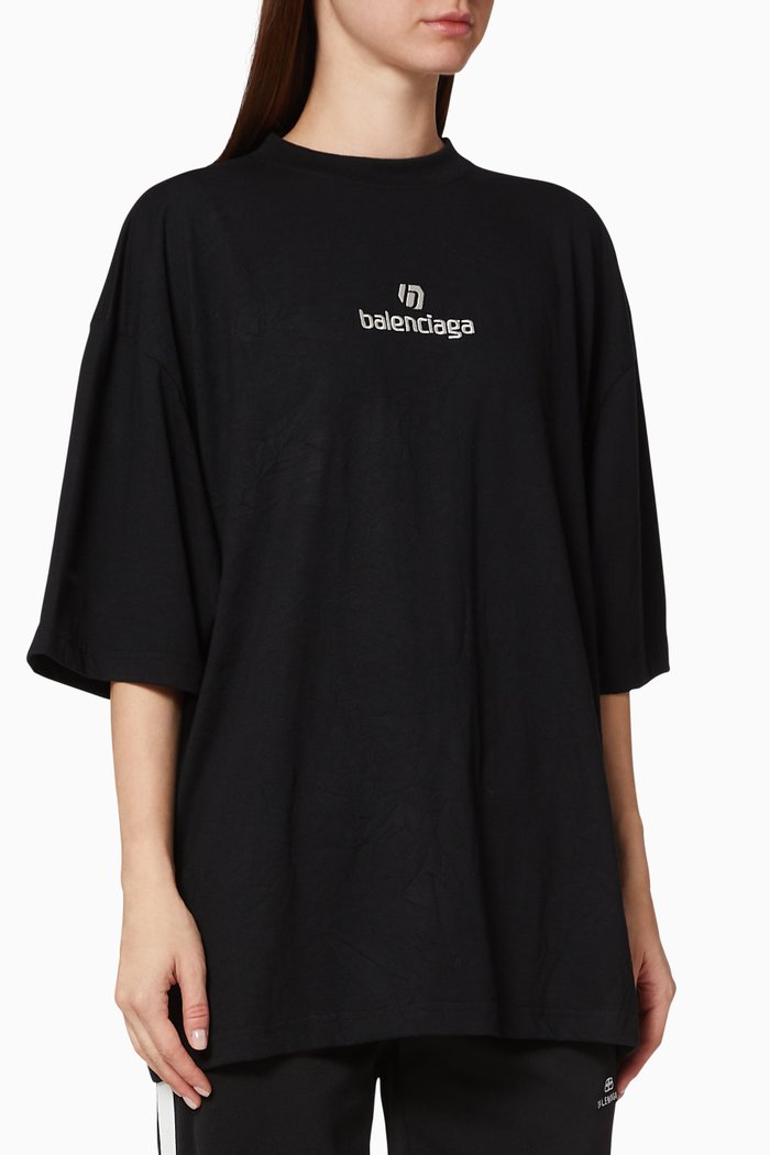 

Sponsor Extra Large Fit T-Shirt in Wrinkled Jersey, Black