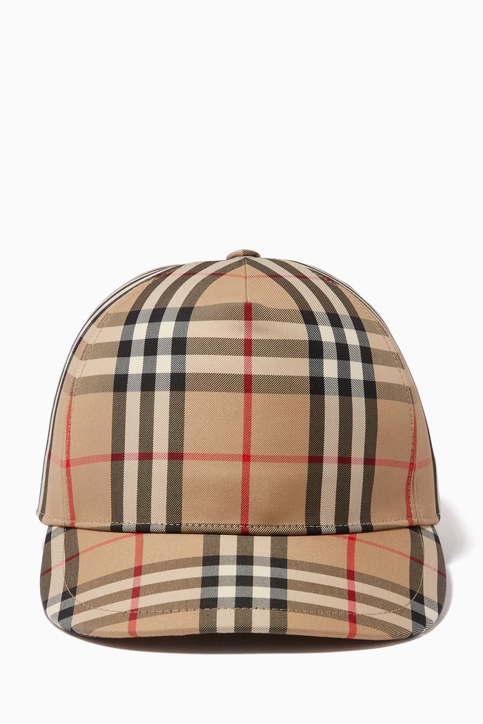 

Trucker Baseball Cap in Vintage Check Cotton Twill, Neutral