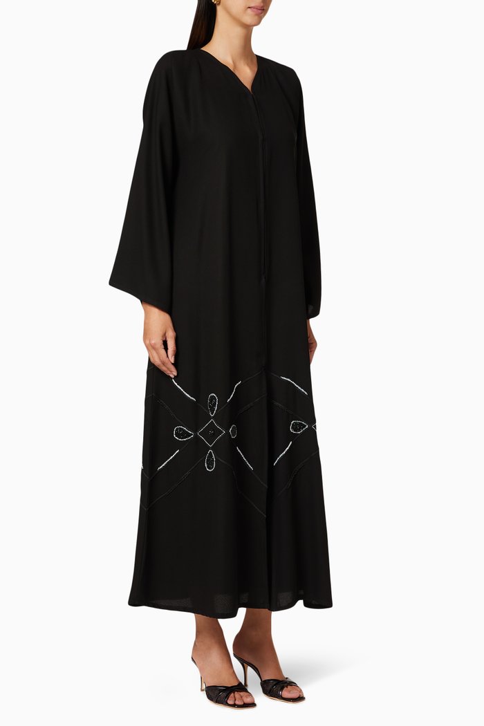 

Hand-Work Embellished Abaya, Black