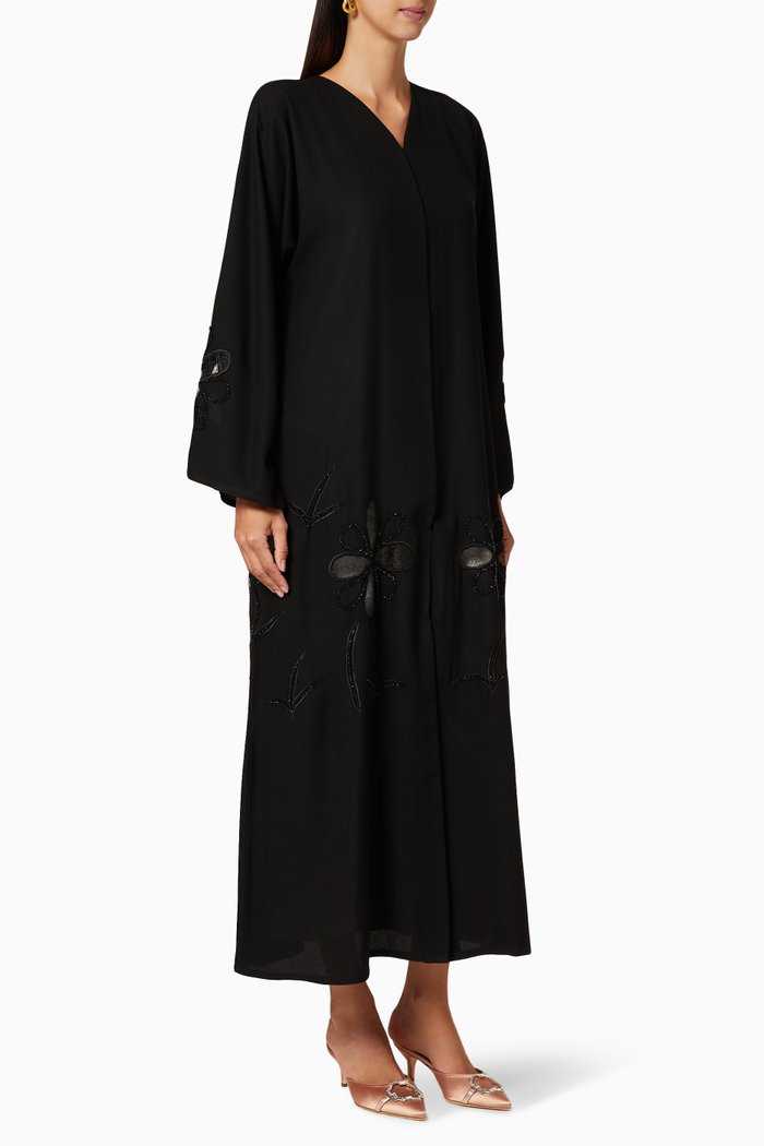 

Hand-Work Embroidered Abaya, Black