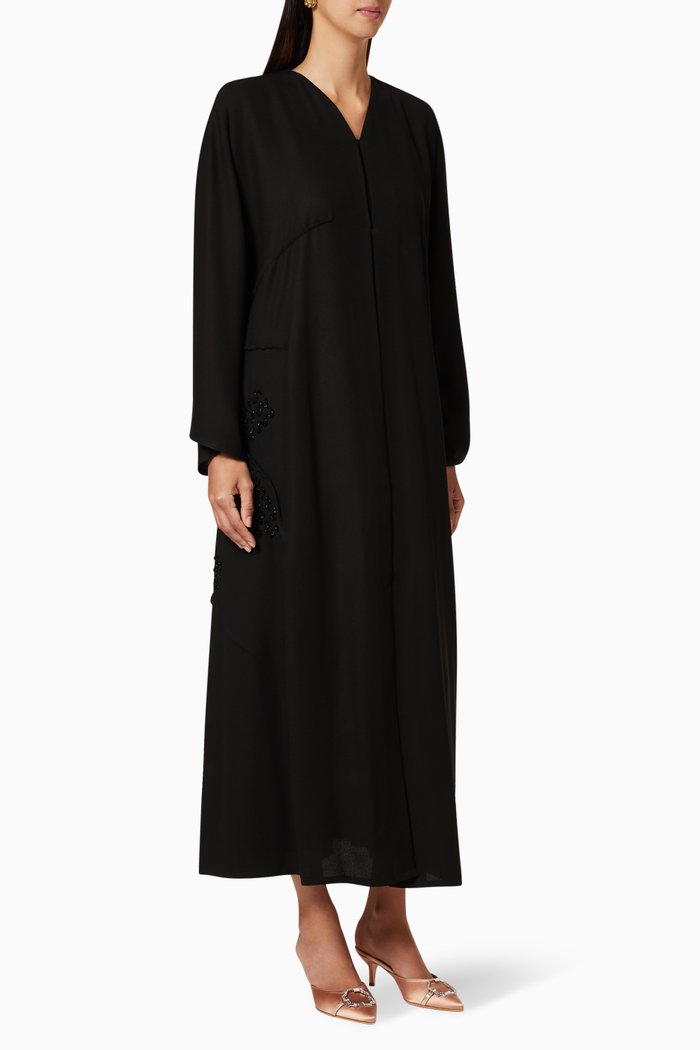 

Hand-Work Embellished Abaya, Black