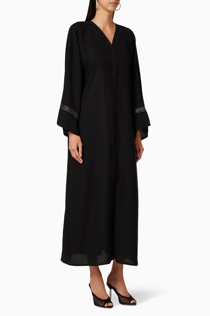 

Bead Embroidered Abaya, Black