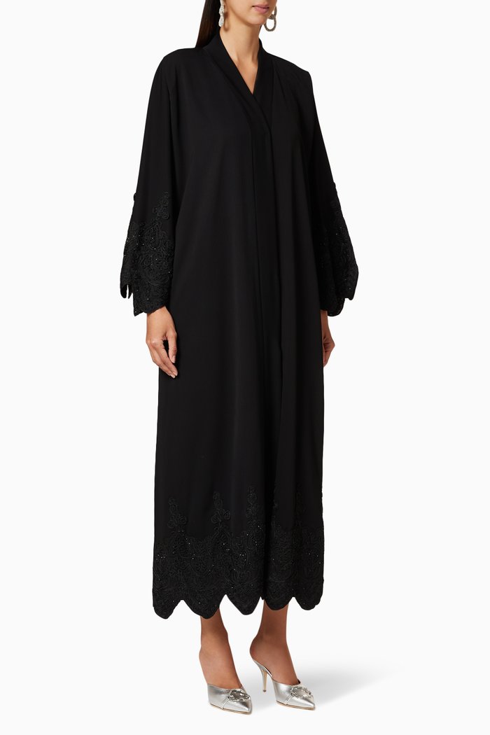 

Hand-Work Embroidered Abaya, Black