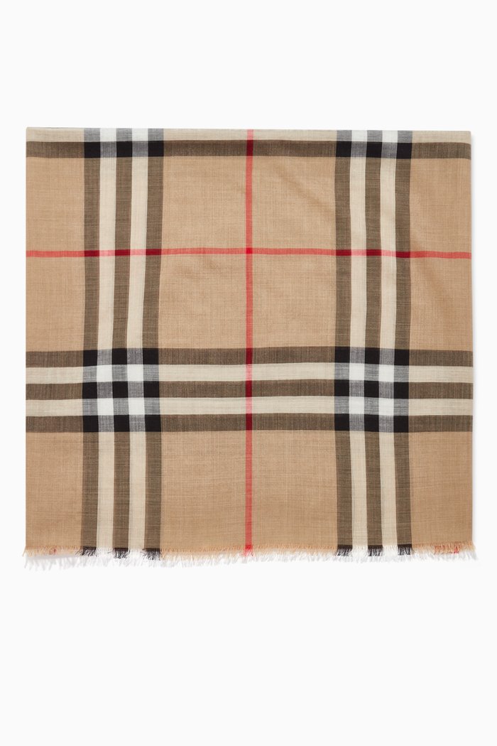 

Scarf in Vintage Check Wool Silk, Neutral