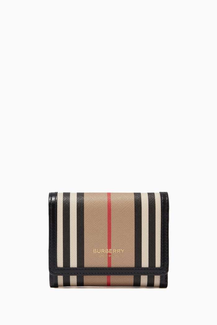 

Small Folding Wallet in Icon Stripe E-Canvas, Neutral