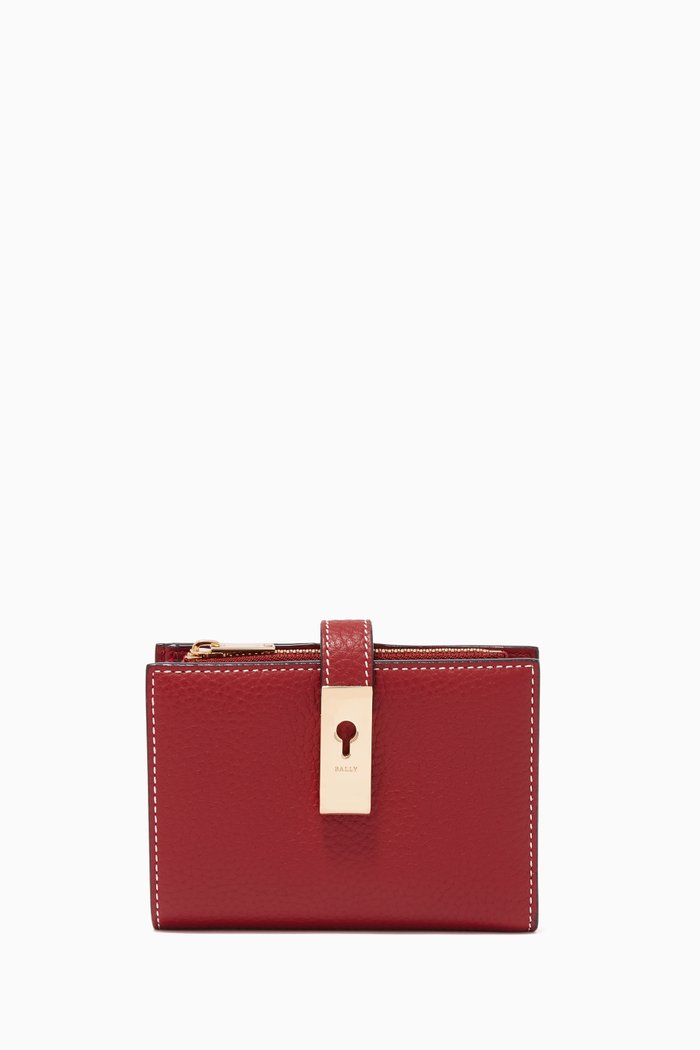 Assen French Wallet in Leather, Red