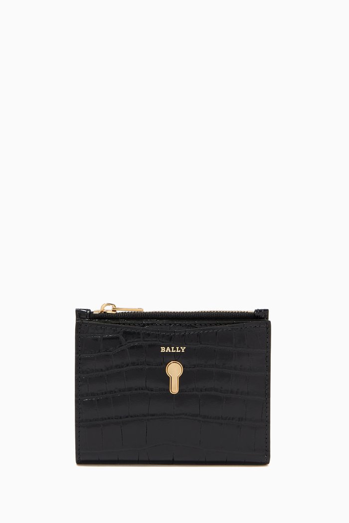 

Cogan French Wallet in Croc-Embossed Leather, Black