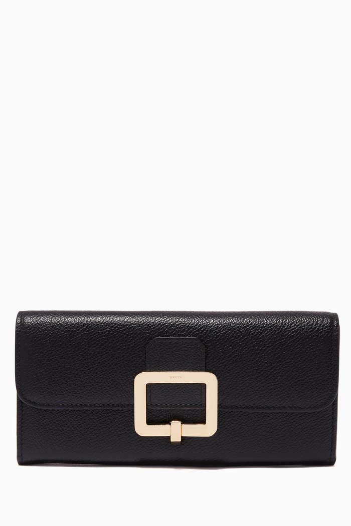 

Jinney Continental Wallet in Grainy Leather, Black