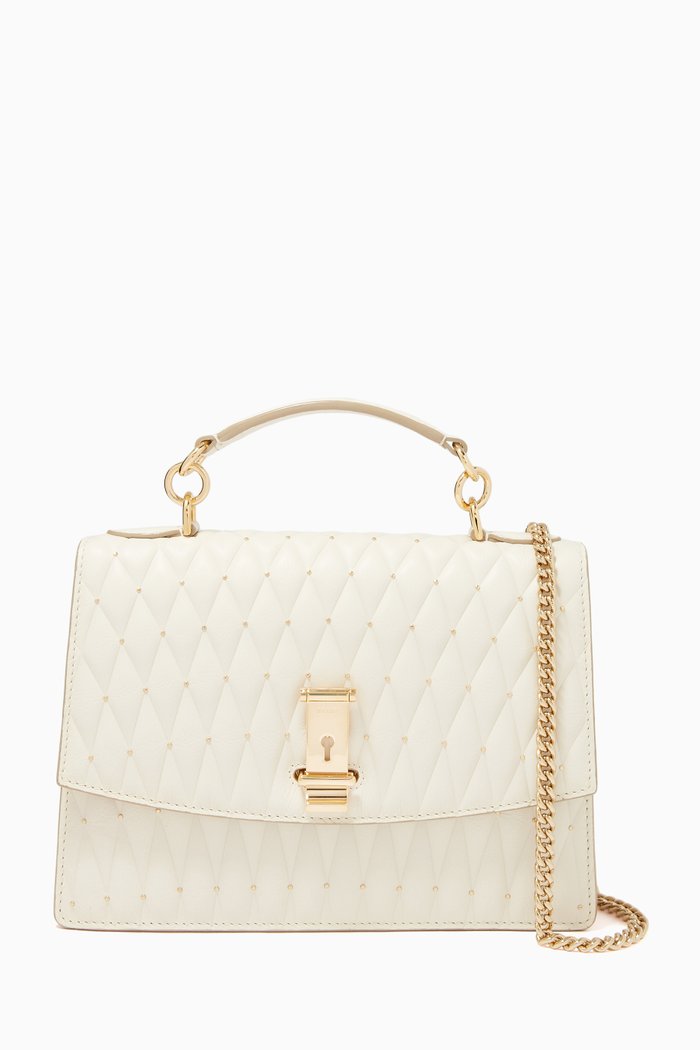 

Lyla Tote Bag in Quilted Leather, White