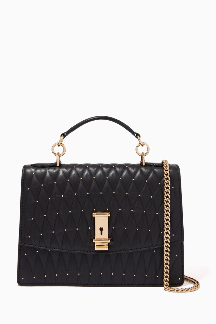 Lyla Tote Bag in Quilted Leather, Black
