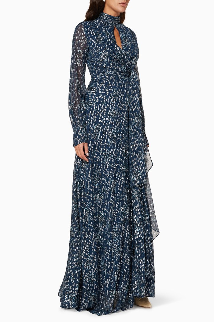 

Marilyn Metallic Embroidered Gown, Blue