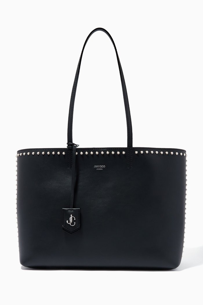 

Nine2Five Tote Bag with Pearl Studs in Leather, Black