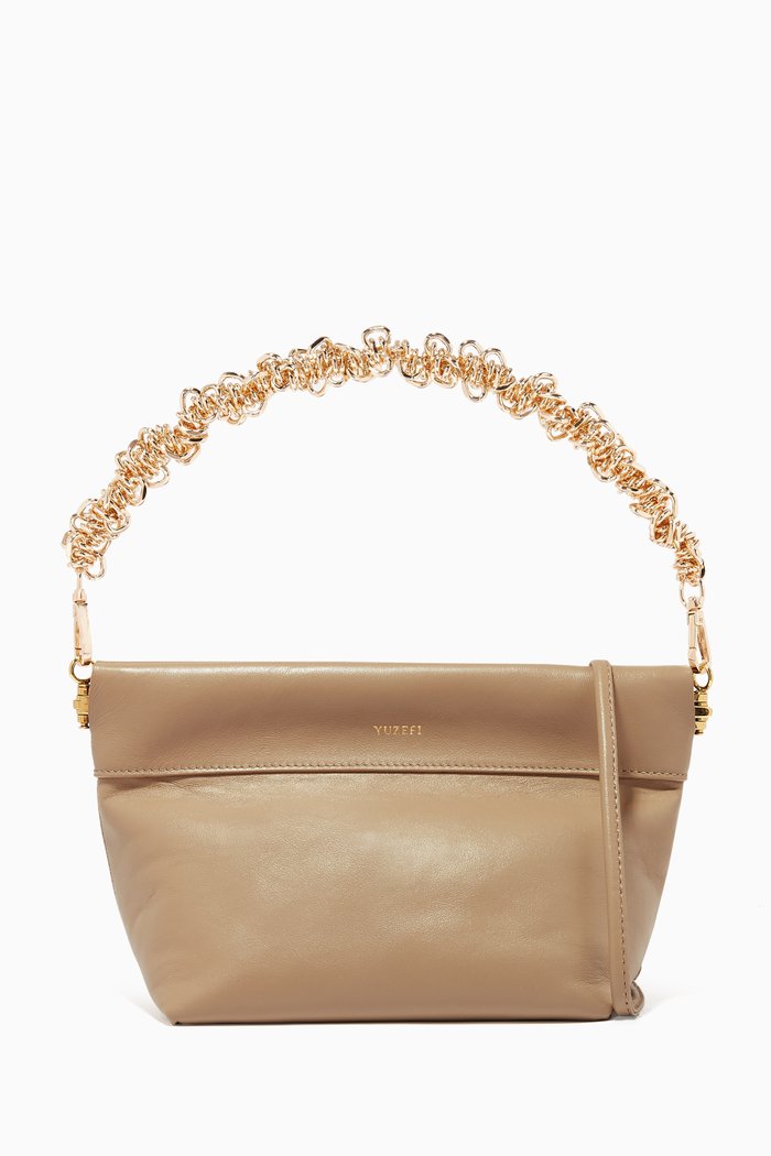 

Giant Coin Purse Clutch in Leather, Neutral